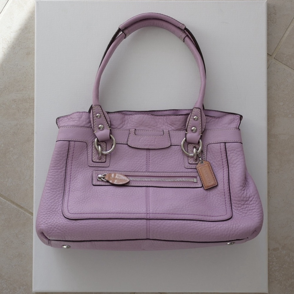 Y2K Coach Penelope Ruffle Purple Lavender Lilac Leather Shoulder Bag - Picture 3 of 13
